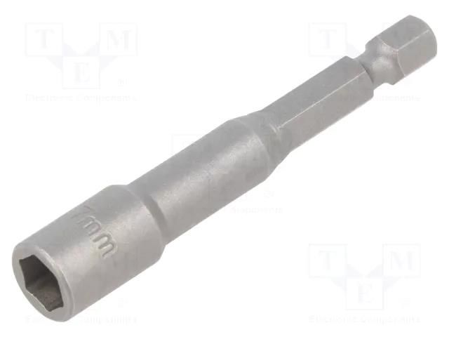 Screwdriver bit; 6-angles socket; HEX 7mm; Overall len: 66mm FELO FL03907010