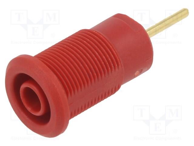 Connector: 4mm banana; socket; 1kV; 24A; red; gold-plated STÄUBLI BI-SLB4-R-22