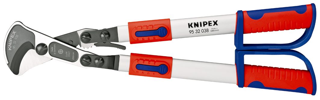 KNIPEX 95 32 038 Cable Shears (ratchet action) with telescopic handles with multi-component handles 570 mm 95 32 038 4003773071556