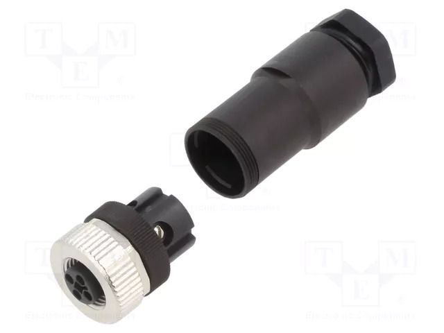 Connector: M12; plug; PIN: 4; female; 63V; straight; IP67; PA; 12A BINDER 99-0630-19-04