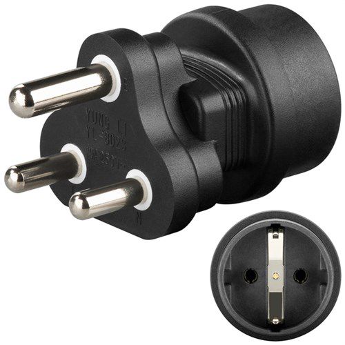 Travel Adapter Europe to South Africa, black - for connecting devices from Europe (Type F) to sockets in South Africa (Type M) 95412