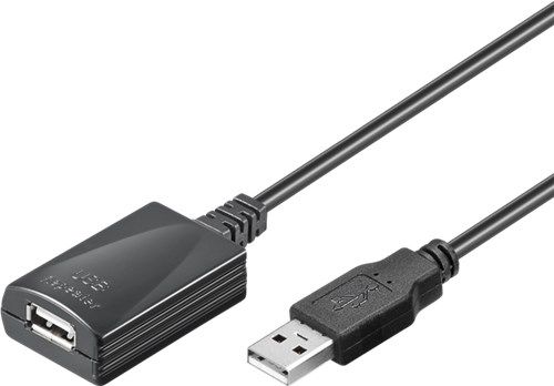 Active USB Extension Cable, 5 m, black, 5 m - USB 2.0 male (type A) > USB 2.0 female (type A) 95439