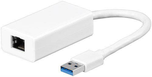USB-A Ethernet Adapter, white, white, 0.1 m - for connecting a PC to an Ethernet network (RJ45) via the USB-A port 95442