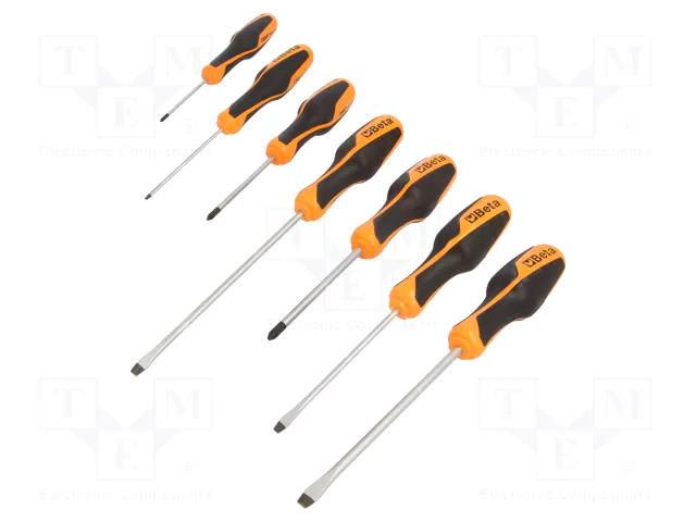 Kit: screwdrivers; Pozidriv®,slot; BETAGRIP; 7pcs. BETA BE1263/D7PZ