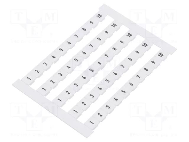 Marker; 6,2mm wide terminals; white; W: 6mm; H: 5mm; Marking: 1-10 WEIDMÜLLER DEK6-FWZ1-10