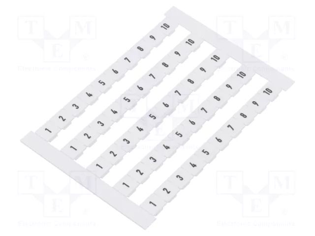 Marker; 6,2mm wide terminals; white; W: 6mm; H: 5mm; Marking: 1-10 WEIDMÜLLER DEK6-FWZ1-10