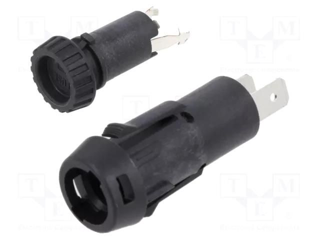 Fuse holder; 5x20mm; 10A; on panel; black; FPG3; 250VAC; UL94V-0 SCHURTER 3101.0336