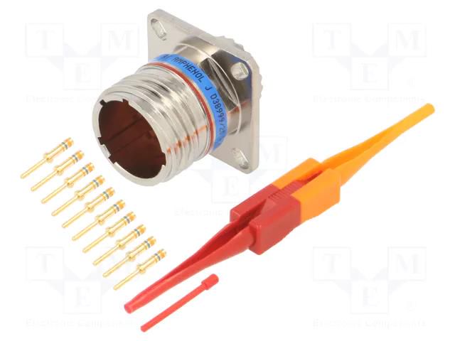 Connector: military; socket; male; PIN: 10; straight; crimped; 7.5A AMPHENOL AIR D38999/20FC98PN
