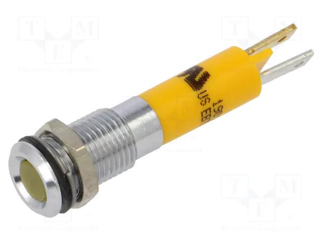 Indicator: LED; superflat; yellow; 12VDC; Ø8mm; IP40; metal,plastic CML INNOVATIVE TECHNOLOGIES 19010252