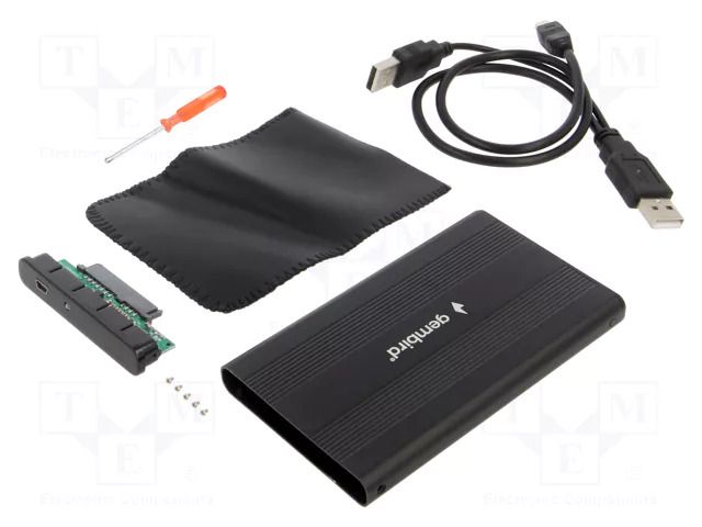 Hard discs housing: 2,5"; USB 2.0; aluminium; black GEMBIRD EE2-U2S-5