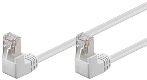 CAT 5e Patch Cable 2x 90° Angled, F/UTP, white, 3 m - copper-clad aluminium wire (CCA), 2x RJ45 male 90° (8P8C) 96064