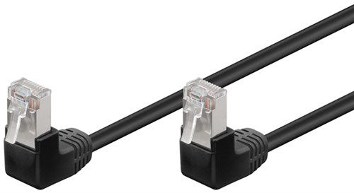 CAT 5e Patch Cable 2x 90° Angled, F/UTP, black, 0.5 m - copper-clad aluminium wire (CCA), 2x RJ45 male 90° (8P8C) 96077