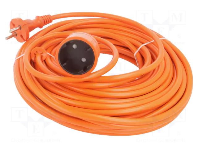 Extension lead; 2x1.5mm2; Sockets: 1; PVC; orange; 25m; 16A KEL W-96966