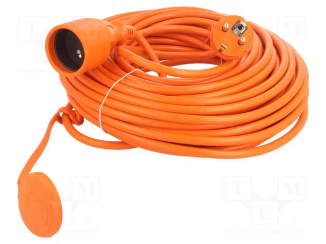 Extension lead; 3x1.5mm2; Sockets: 1; PVC; orange; 25m; 16A KEL W-96985