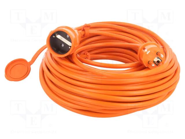 Extension lead; 3x1.5mm2; Sockets: 1; PVC; orange; 30m; 16A KEL W-97428