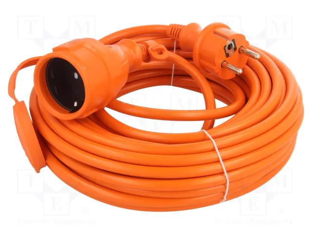 Extension lead; 3x1.5mm2; Sockets: 1; PVC; orange; 15m; 16A KEL W-97520