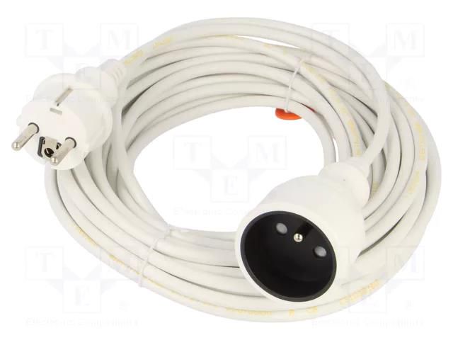 Extension lead; 3x1mm2; Schuko; Sockets: 1; PVC; white; 10m; 10A PLASTROL W-97418