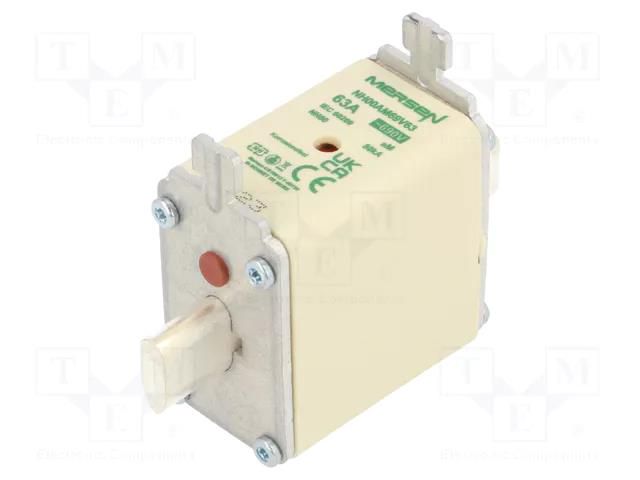 Fuse: fuse; 63A; 690VAC; aM; ceramic,industrial; NH00 MERSEN E227865