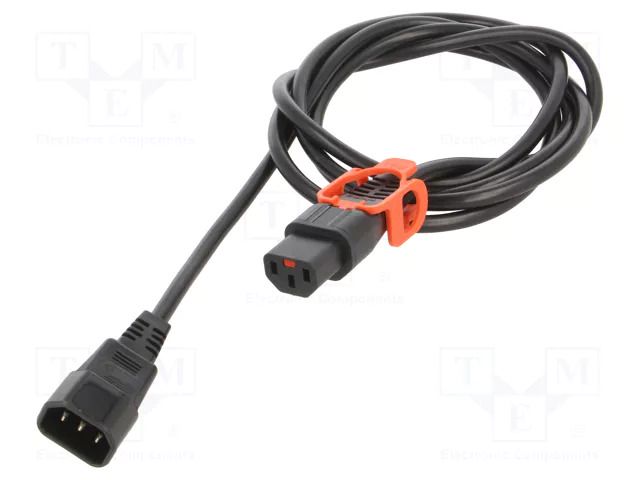 Cable; IEC C13 female,IEC C14 male; 2m; with IEC LOCK+ locking SCHAFFNER / TE Connectivity SCHAFFNER-814680