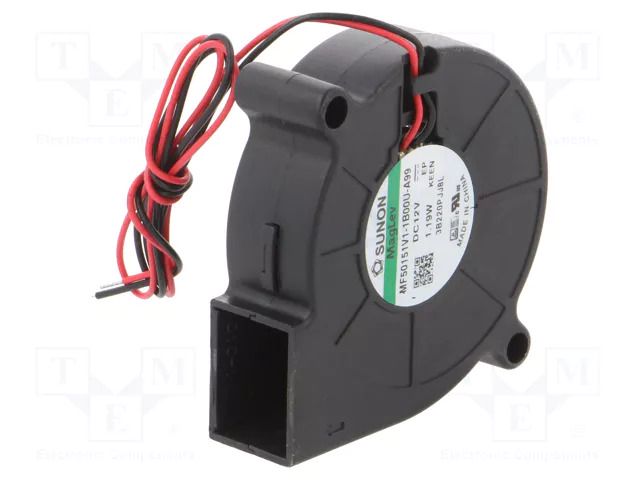 Fan: DC; blower; 12VDC; 50x50x15mm; 7.63m3/h; 39.6dBA; Vapo; 5200rpm SUNON MF50151V1-A99-B