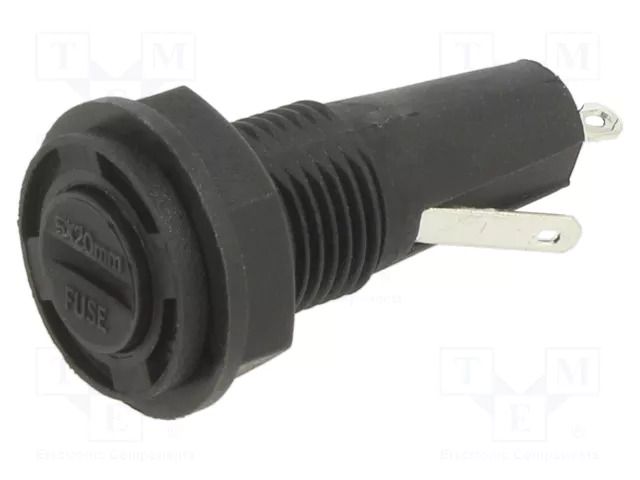 Fuse holder with cover; 5mm; 10A; 250VAC; HTC; on panel; black EATON/BUSSMANN BK2-HTC-607M