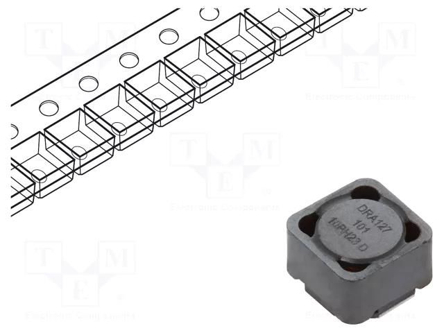 Inductor: wire; SMD; 100.8uH; Ioper: 1.89A; 175mΩ; ±20%; Isat: 3.46A EATON ELECTRONICS DRA127-101-R