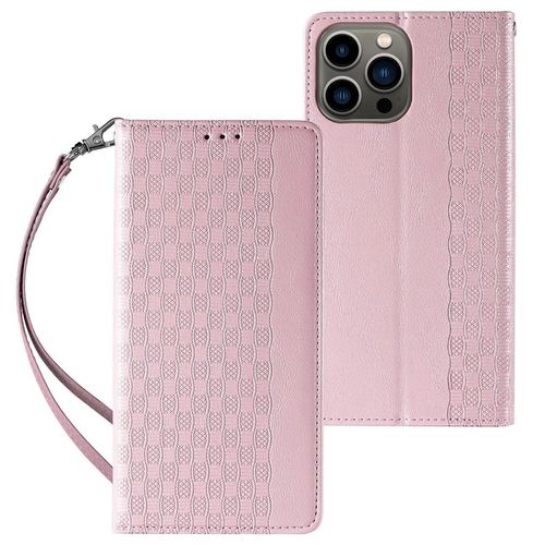 Magnet Strap Case iPhone 14 Case Flip Wallet Mini Lanyard Stand Pink, Hurtel 5907769311123 5907769311123