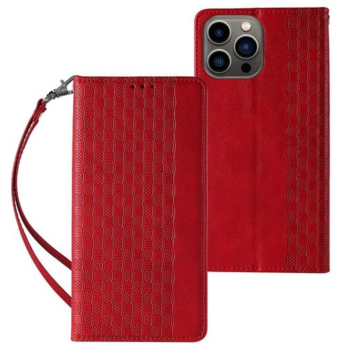 Magnet Strap Case iPhone 14 Plus Case with Flip Wallet Mini Lanyard Stand Red, Hurtel 5907769311093 5907769311093