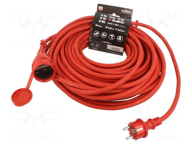 Extension lead; 3x2.5mm2; Sockets: 1; rubber; red; 30m; 16A KEL W-98647