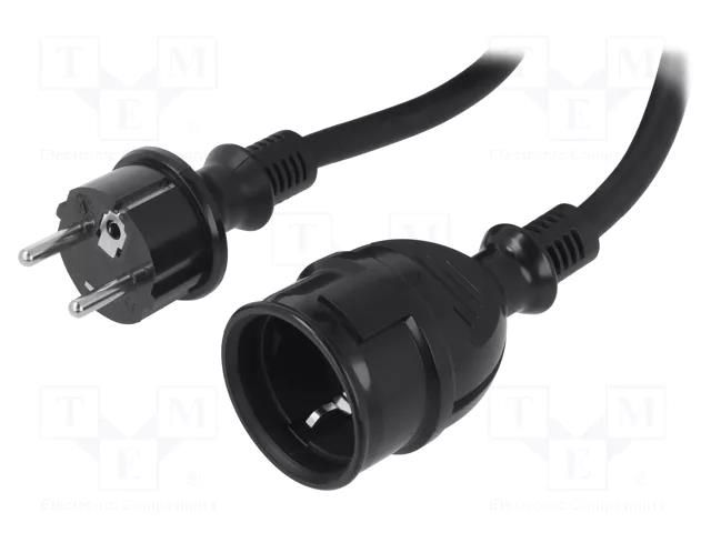 Extension lead; 3x2.5mm2; Sockets: 1; rubber; black; 15m; 16A KEL W-98658