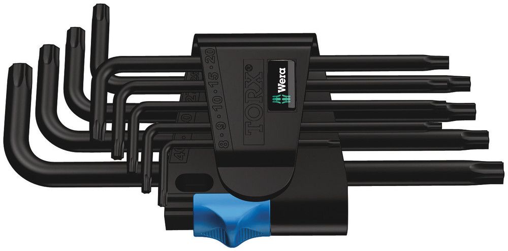 967/9 TX HF 1 L-key set with holding function, BlackLaser, 1 x TX 8x76; 1 x TX 9x79; 1 x TX 10x85; 1 x TX 15x90; 1 x TX 20x96; 1 x TX 25x104; 1 x TX 27x112; 1 x TX 30x122; 1 x TX 40x132, Wera 05024244001