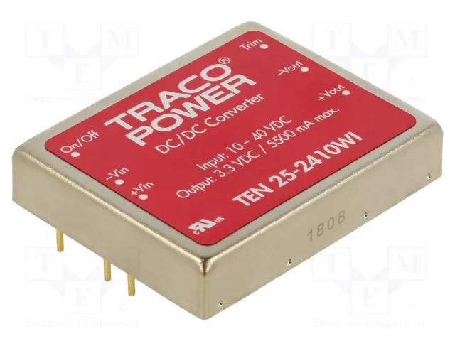 Converter: DC/DC; 25W; Uin: 10÷40VDC; Uout: 3.3VDC; Iout: 5500mA TRACO POWER TEN25-2410WI
