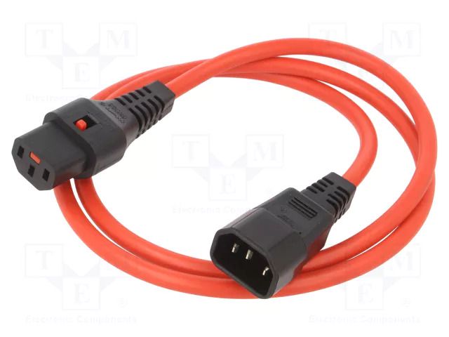 Cable; IEC C13 female,IEC C14 male; 1m; with IEC LOCK locking SCHAFFNER / TE Connectivity SCHAFFNER-816474