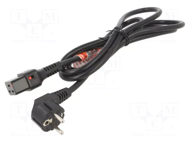 Cable; CEE 7/7 (E/F) plug angled,IEC C19 female; 2m; black; 16A SCHAFFNER / TE Connectivity SCHAFFNER-813616