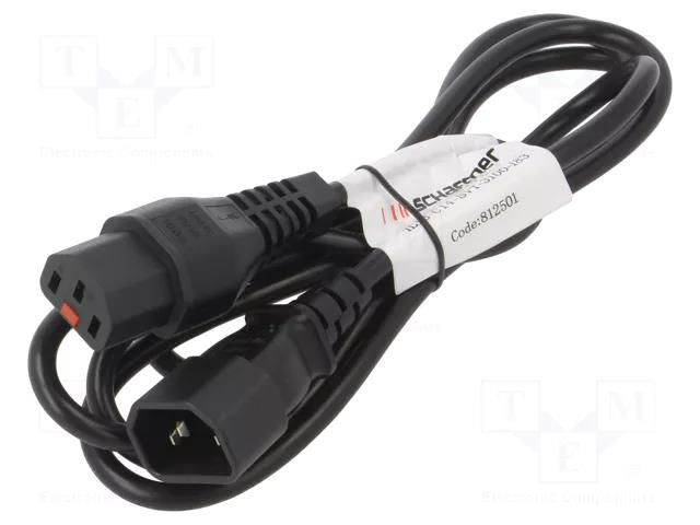 Cable; IEC C13 female,IEC C14 male; 1.83m; black; 10A; 125V; IP20 SCHAFFNER SCHAFFNER-812501