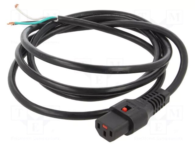 Cable; IEC C13 female,wires; 2m; with IEC LOCK locking; black SCHAFFNER / TE Connectivity SCHAFFNER-820153