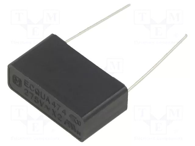 Capacitor: polypropylene; ECQUA; 0.47uF; 275VAC; 26x15x8.5mm; THT PANASONIC ECQUAAF474T1