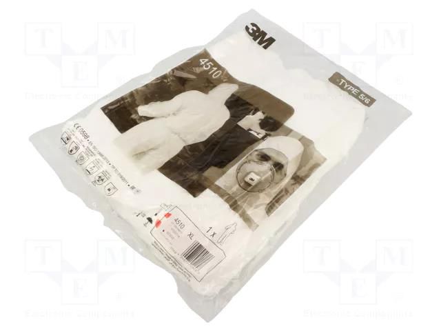 Protective coverall; Size: XL; white; 4510; with a hood 3M 3M-7000089664