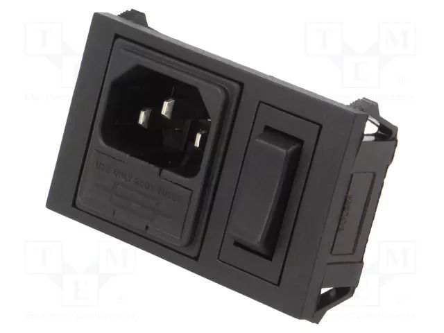 Connector: AC supply; socket; male; 10A; 250VAC; C14 (E); IEC 60320 BULGIN BZH01/Z0000/01