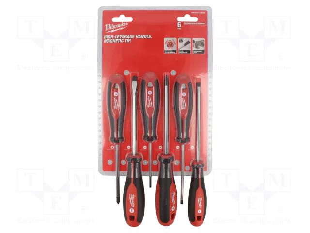 Kit: screwdrivers; Pozidriv®,slot; 6pcs. Milwaukee MW-4932471806