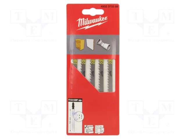 Hacksaw blade-set; wood,plastic; 105mm; 5pcs; Kind of holder: T Milwaukee MW-4932373388