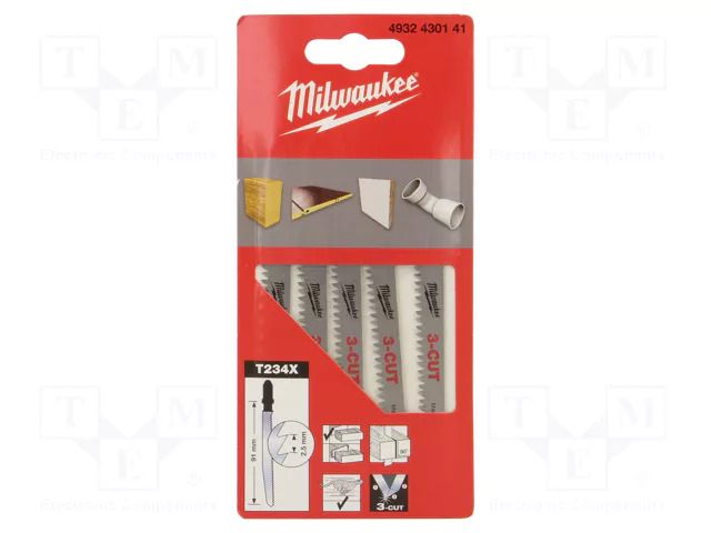 Hacksaw blade-set; wood; 91mm; 5pcs; Holder: T Milwaukee MW-4932430141