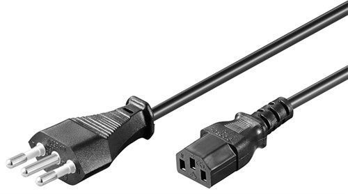 IEC Cord Italy, 1.8 m, Black, (3*0.75 mm²), 1.8 m - Italian male (Type L, CEI 23-16-VII) > Device socket C13 (IEC connection) 97203