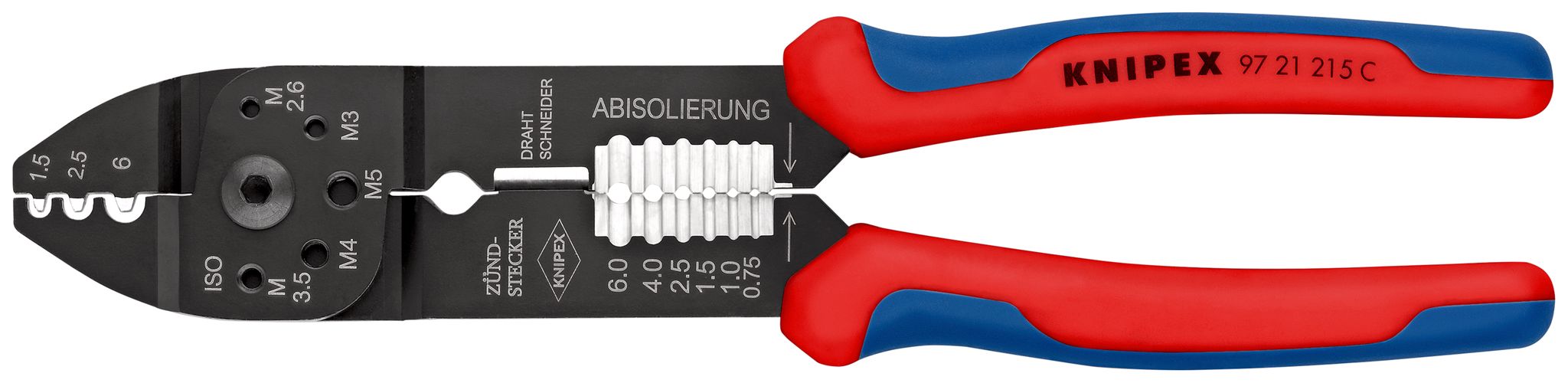 KNIPEX 97 21 215 C Crimping Pliers with multi-component handles black lacquered 230 mm 97 21 215 C 4003773019701