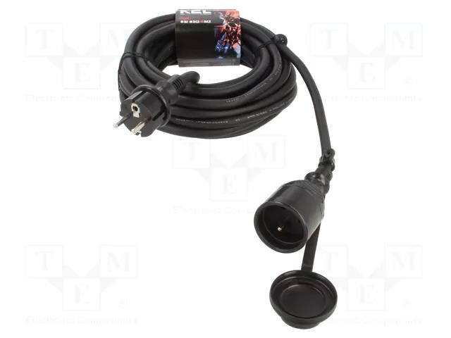 Extension lead; 3x2.5mm2; Sockets: 1; rubber; black; 10m; 16A KEL W-97284