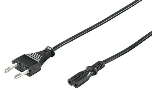 Connection Cable with Europlug, 0.5 m, black, (2*0.75 mm²), 0.5 m - Europlug (Type C CEE 7/16) > C7 socket 97359