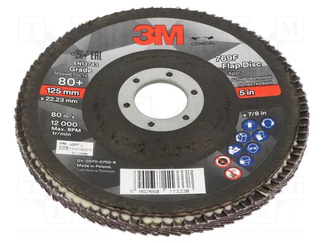 Flap grinding wheels; Ø: 125mm; Granularity: 80; 22mm 3M 3M-7100196791