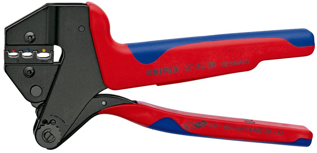 KNIPEX 97 43 06 Crimp System Pliers for exchangeable crimping dies with multi-component handles burnished 200 mm 97 43 06 4003773031048