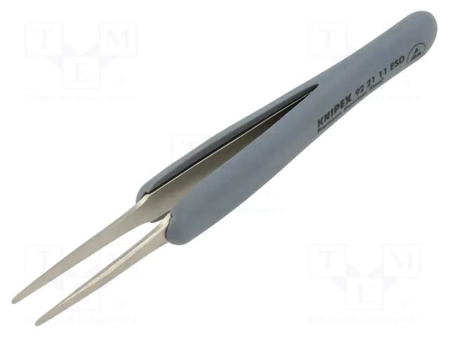 Tweezers; non-magnetic; Blade tip shape: flat; Blades: narrowed KNIPEX KNP.922111ESD