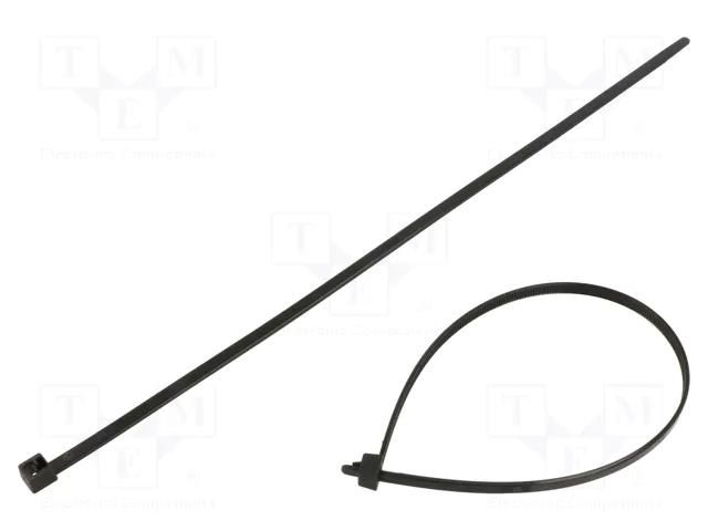 Cable tie; multi use; L: 300mm; W: 4.8mm; black; polyamide; 200N HELLERMANNTYTON RELK2I-PA66-BK